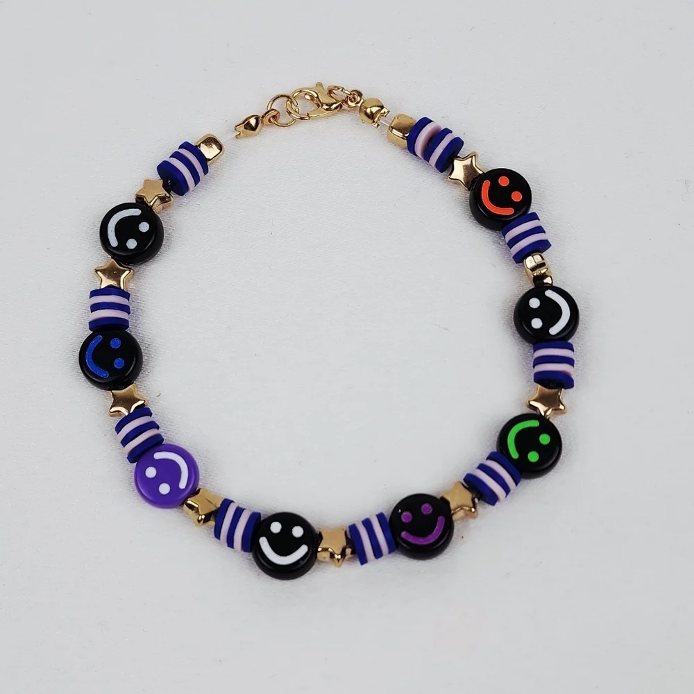 Handmade Smiley Face Star Multi Color Bracelet